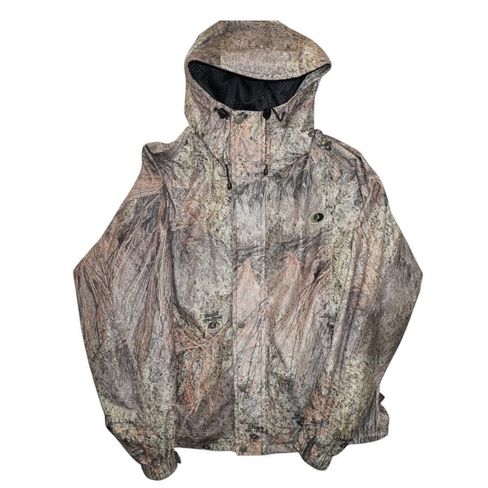 Mossy Oak Men’s Waterproof Camo Hunting Jacket with Hood - Outdoor Gear -M
